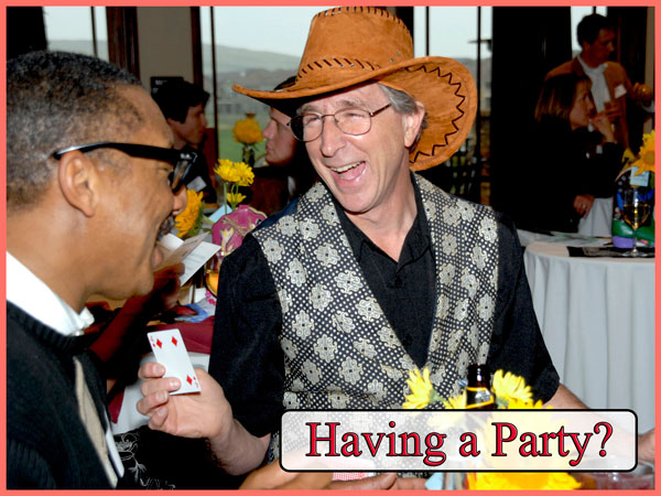 Spice up your party or cocktail hour with close-up magic, amazing feats of prestidigitation, right in front of their noses.